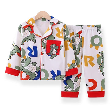 Red Fat Dino print soft Cotton Kids Nightsuit