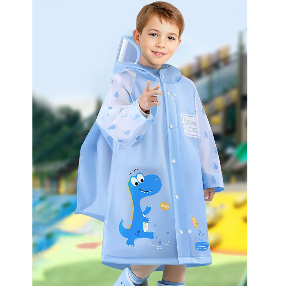 Baby blue Dino Raincoat for kids-S