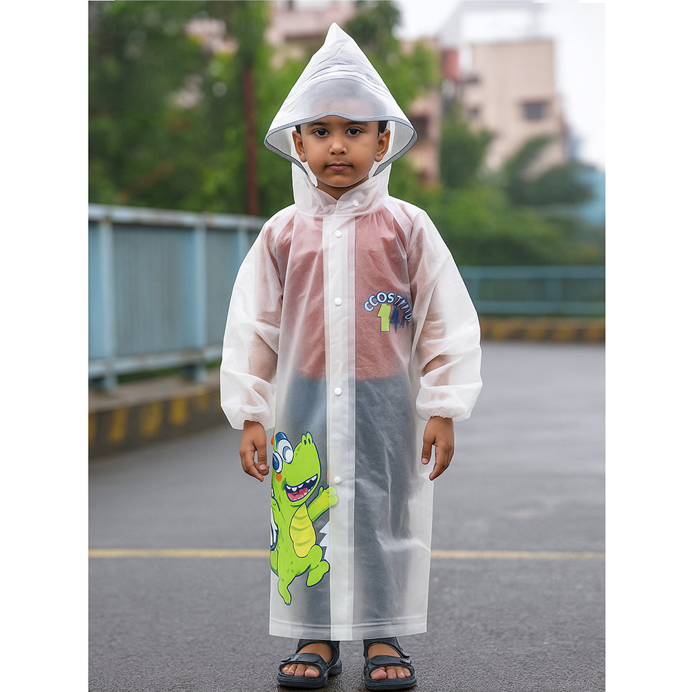 Translucent Dino Theme Raincoat for kids-2XL