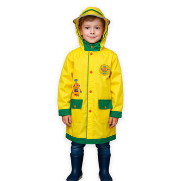 Yellow Robot Knee Length Raincoat for kids