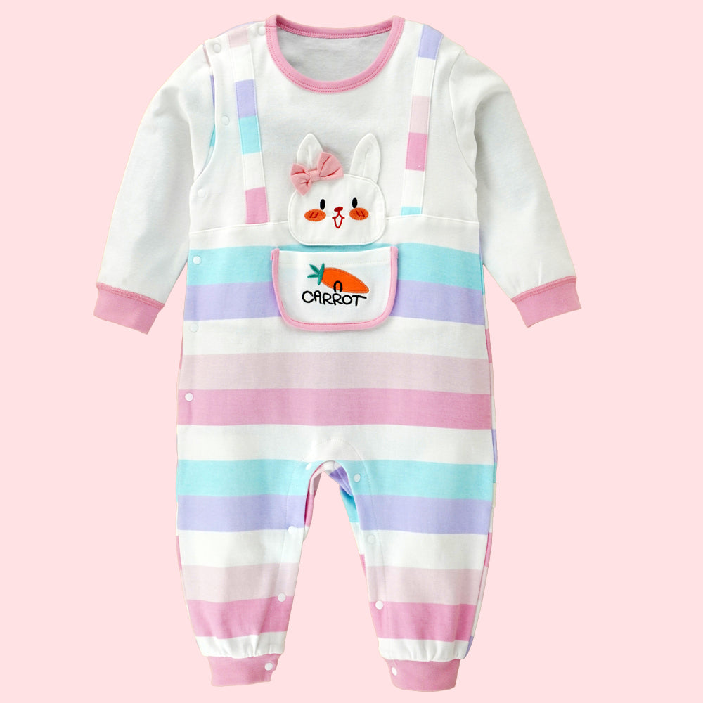 Carrot Rabbit theme full sleeves jumpsuit Romper for tiny toddlers