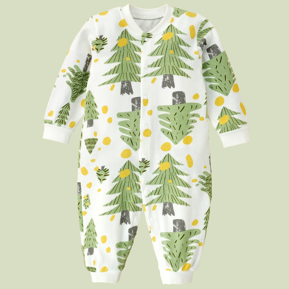 Green XMAS tree full sleeves jumpsuit style Romper,  for Tiny Toddlers