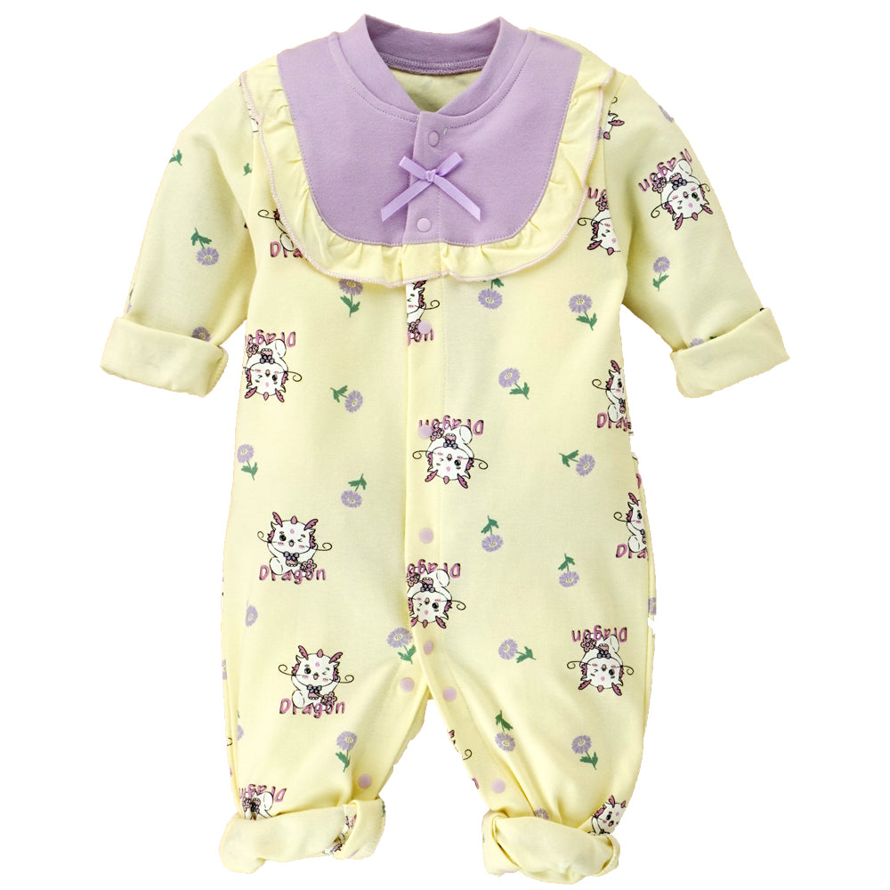 Purple Baby Dragon full sleeves jumpsuit style Romper for Tiny Toddlers