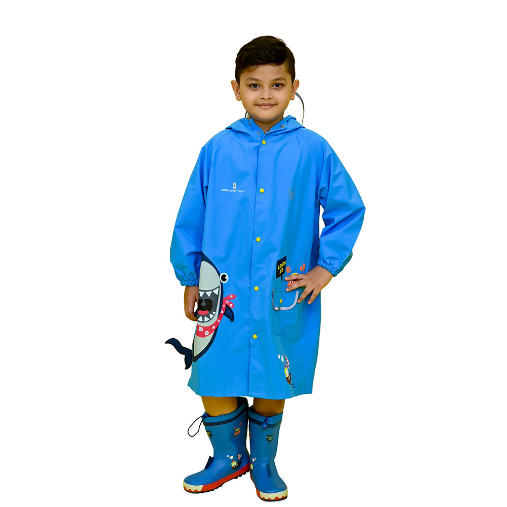 Blue Shark Theme Raincoat for Kids - Little Surprise BoxBlue Shark Theme Raincoat for Kids