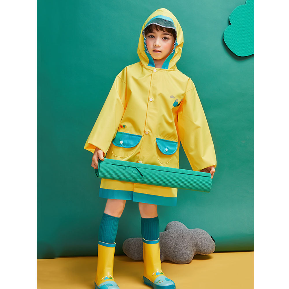 Bright Yellow Dino Raincoat for Adults & Teens