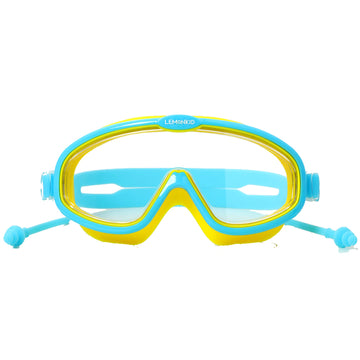 Blue Yellow two border Anti Fog UV Protection Leakproof Design Swim Goggles for Kids,4yrs - 10yrs
