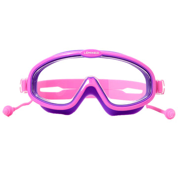Pink Purple two border Anti Fog UV Protection Leakproof Design Swim Goggles for Kids, 4yrs - 10yrs