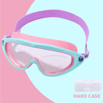 Cheng Pink Casket, Mint Border  Anti Fog UV Protection Leakproof Design Swim Goggles for Kids, 8yrs - 15 years