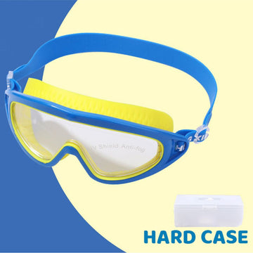 Cheng Yellow Casket, Cobalt Border Anti Fog UV Protection Leakproof Design Swim Goggles for Kids, 8yrs -15yrs