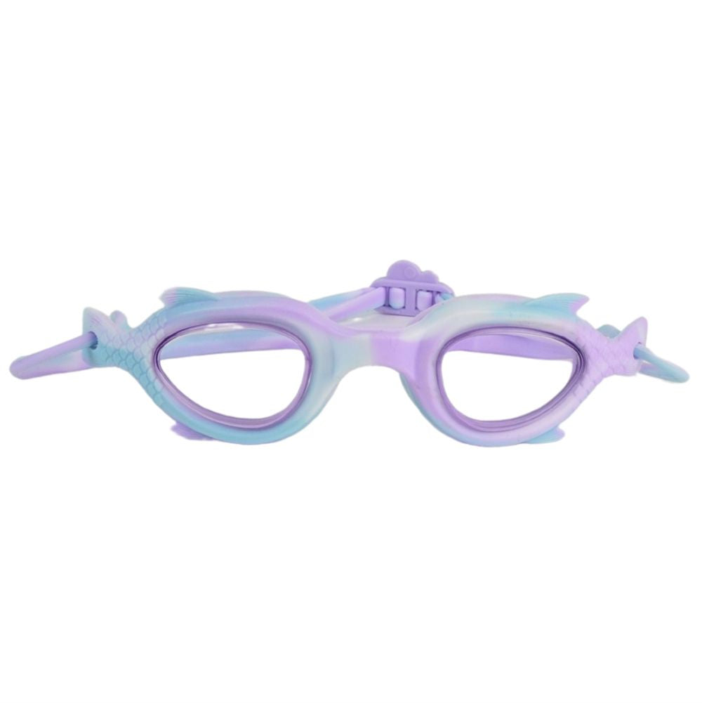 Pastel Purple Fishtail Designed Frame, Anti Fog UV Protection Leakproof Design Swim Goggles for Kids, 3 years - 8 years