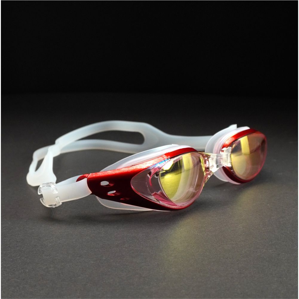 Red Metallic Anti Fog UV Protection leakproof design Swim Goggles for Kids 10yrs and above