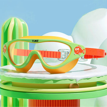 Little Surprise Box , Side Fish Pastel Lemon Green & Yellow Anti Fog UV Protection Leakproof Design Swim Goggles for Kids, 4yrs - 10yrs