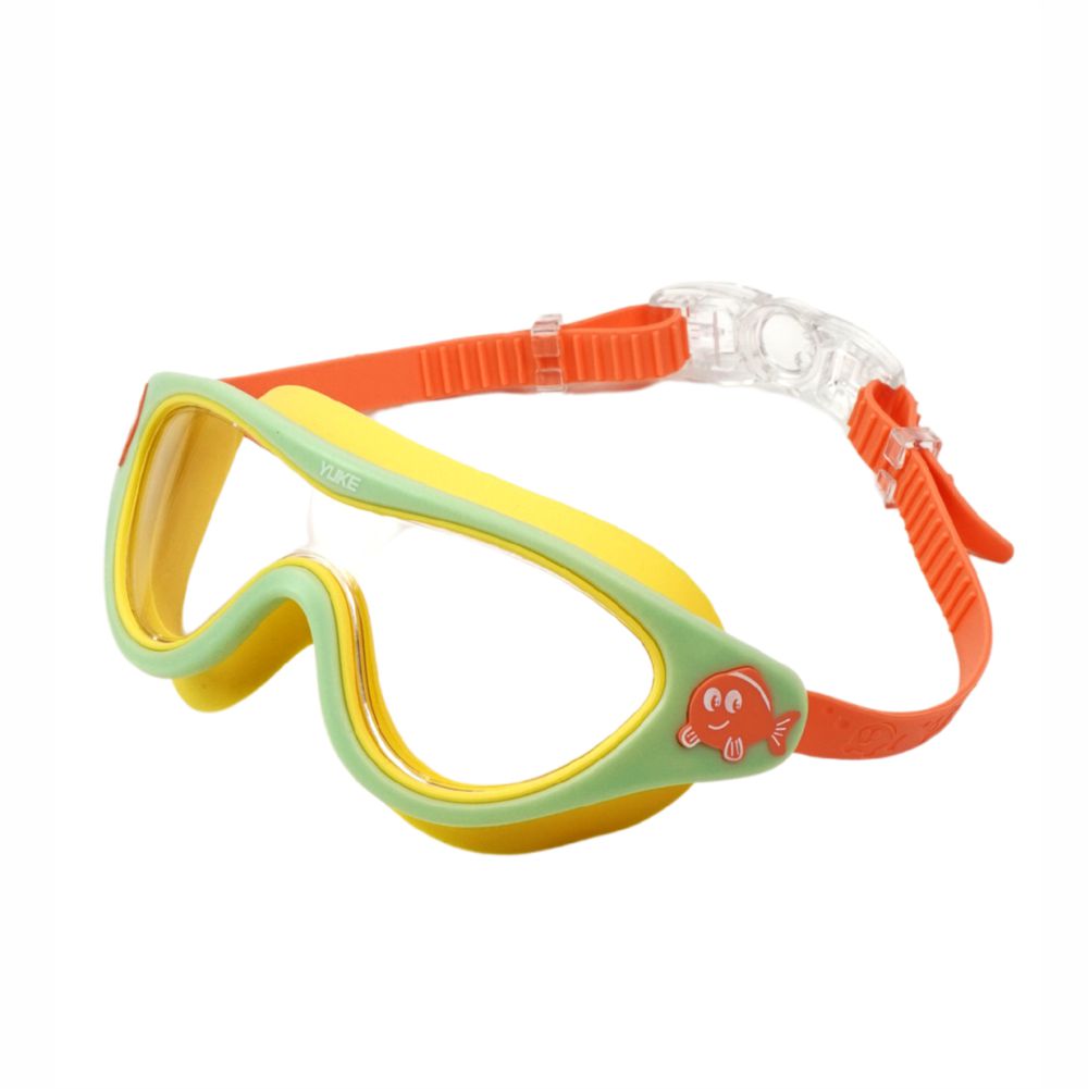 Little Surprise Box , Side Fish Pastel Lemon Green & Yellow Anti Fog UV Protection Leakproof Design Swim Goggles for Kids, 4yrs  - 10yrs