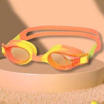 Tie Dye Yellow Blend with Orange Anti Fog UV Protection Leakproof Design Swim Goggles for Kids, 1yr - 4yrs