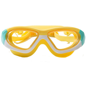 White Bordered Yellow Anti Fog UV Protection Leakproof Design Swim Goggles for Kids, 4yrs  - 10yrs