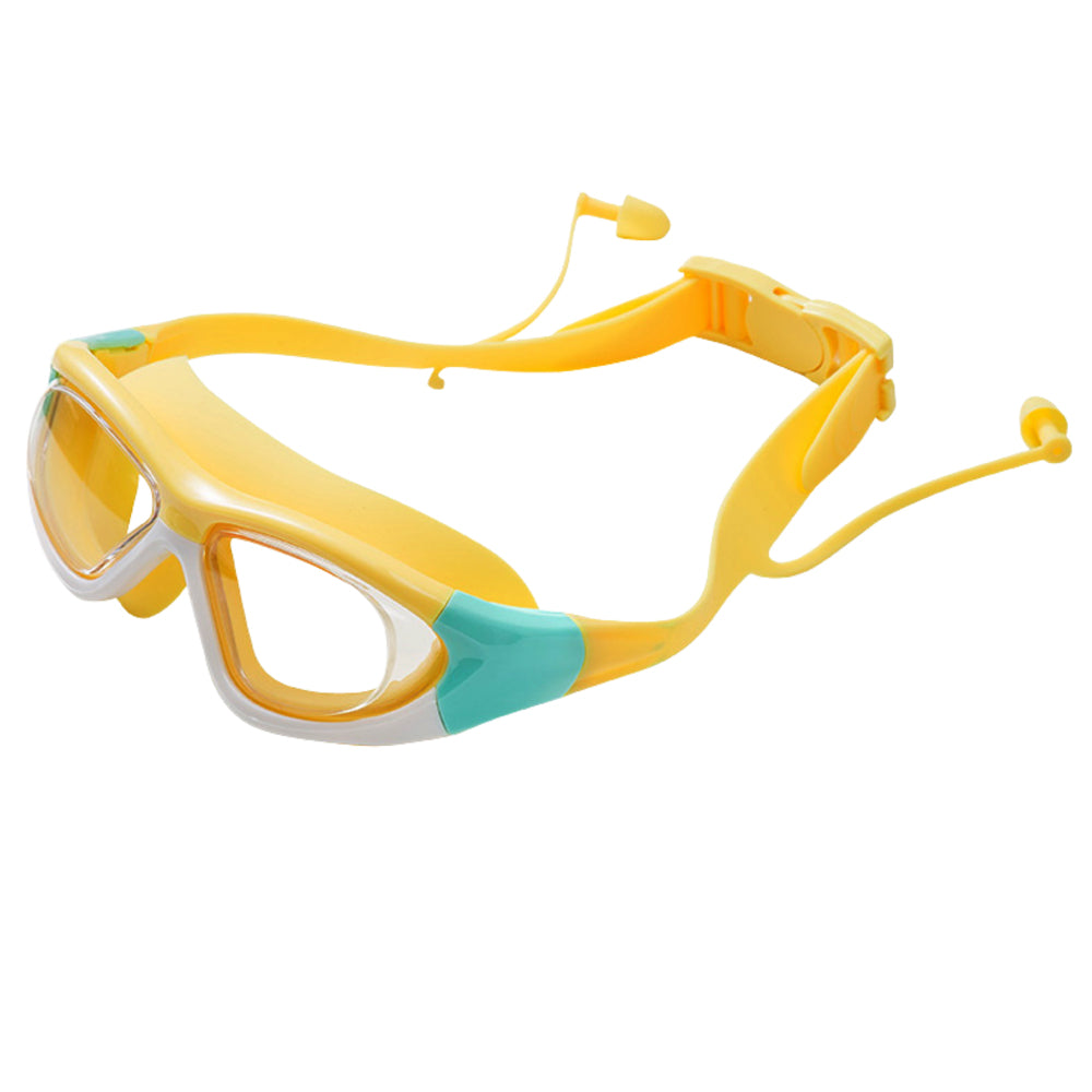 White Bordered Yellow Anti Fog UV Protection Leakproof Design Swim Goggles for Kids, 4yrs  - 10yrs