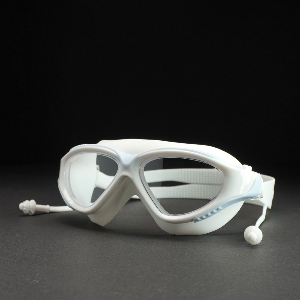 White with Light Blue Clip style  Anti Fog UV Protection leakproof design Swim Goggles for Adults