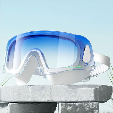 White with Blue Ombre shaded  Anti Fog UV Protection leakproof design Swim Goggles for Adults