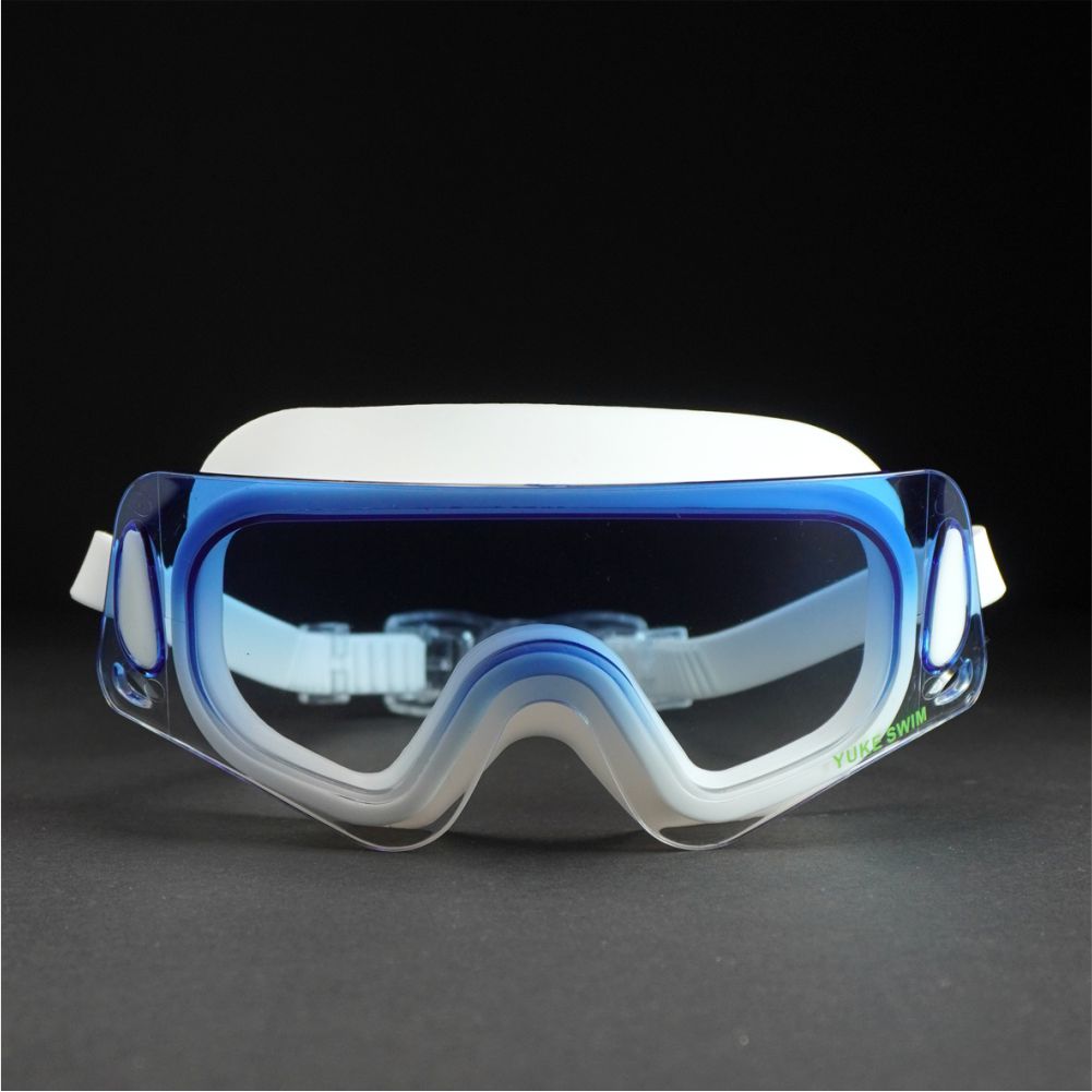 White with Blue Ombre shaded  Anti Fog UV Protection leakproof design Swim Goggles for Adults