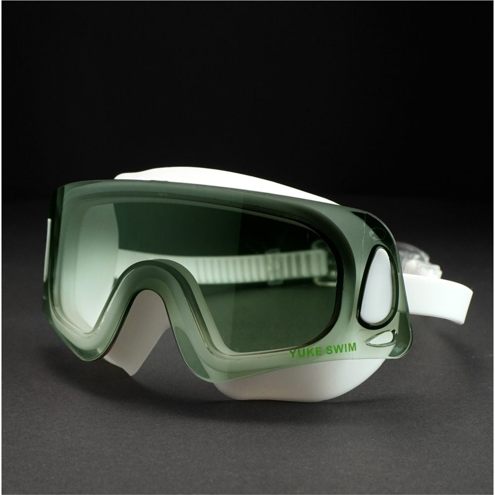 White with Green Ombre shaded Anti Fog UV Protection leakproof design Swim Goggles for Adults