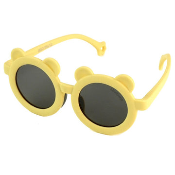 2d Ear Yellow Frame Anti Ultraviolet Unisex Sunglasses for Toddlers with Satin Storage Pouch
