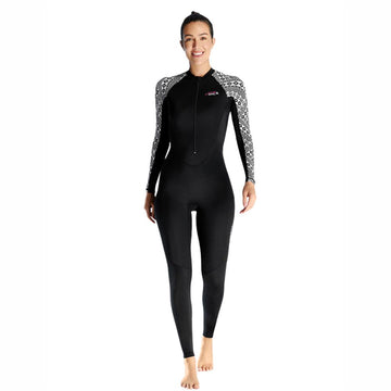 Full Length Black & White Sleeves Printed Teens and Adults Swimwear In Upf 50+ Fabric