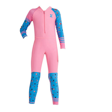 Full Sleeves Kids Swimwear Pink and Blue Transport theme, UPF 50+