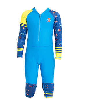 Full Sleeves Kids Swimwear Yellow & Blue Transport theme, UPF 50+