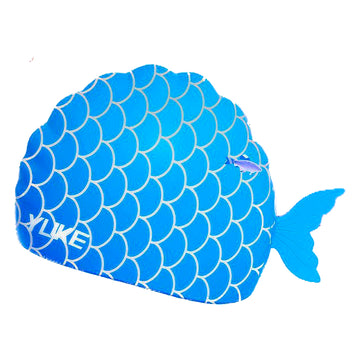 Scales Blue Fishy , Silicone Kids Swim Cap, 5 years -15 years