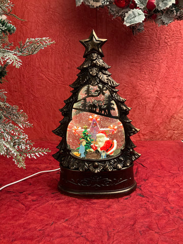 Santa's Christmas Tree Musical Glitter Water Light, Christmas Snow Globe