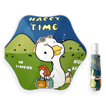 Goofy Duck 3 fold Auto Closure Umbrella for Teens and Adults