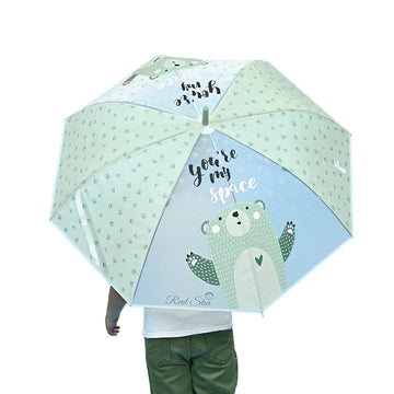Light Green, Translucent Kelly-Jo all over teddy paws Rain and All-season Umbrella for Kids & Adults