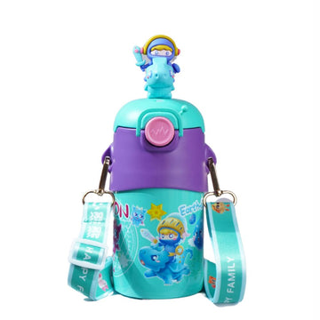 Mint 3D Fighter King Toy Lid Kids Stainless Steel Water Bottle,500ml