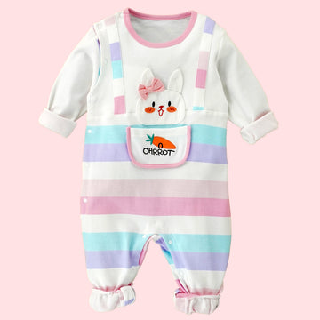 Carrot Rabbit theme full sleeves jumpsuit Romper for tiny toddlers