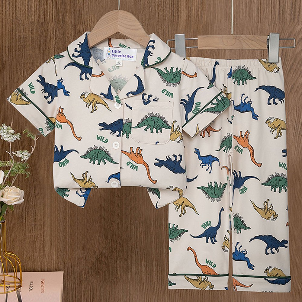 All Over Dino print soft Cotton Kids Nightsuit - Little Surprise BoxAll Over Dino print soft Cotton Kids Nightsuit
