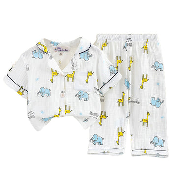 Animal print soft Mulsin organic Cotton Kids Nightsuit - Little Surprise BoxAnimal print soft Mulsin organic Cotton Kids Nightsuit
