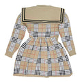 Beige sailor Checkered Collar Knitted Frock Winter wear - Little Surprise BoxBeige sailor Checkered Collar Knitted Frock Winter wear