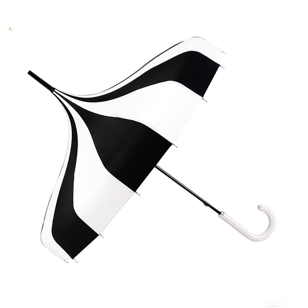 Black & white Pagoda Style Umbrella for Teens and Adults - Little Surprise BoxBlack & white Pagoda Style Umbrella for Teens and Adults