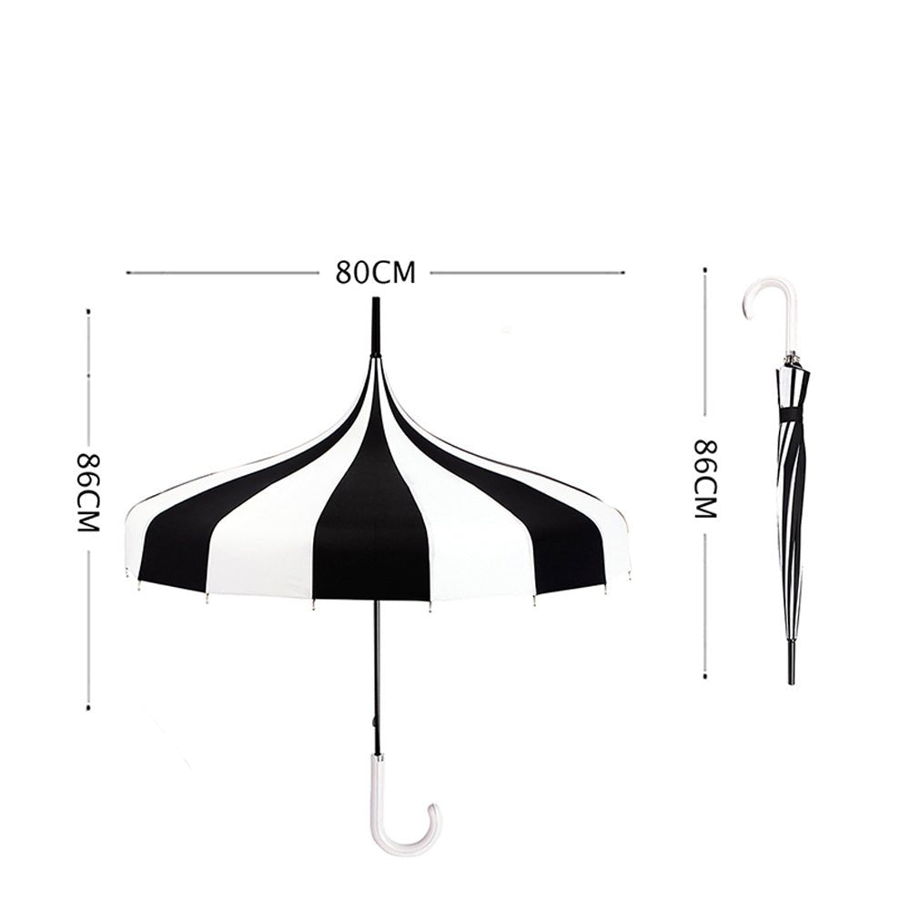 Black & white Pagoda Style Umbrella for Teens and Adults - Little Surprise BoxBlack & white Pagoda Style Umbrella for Teens and Adults