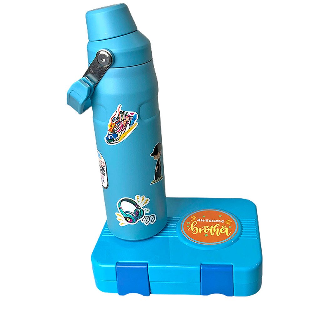 Blue Bento Box & Water Bottle Combo Rakhi Gift for Brother - Little Surprise BoxBlue Bento Box & Water Bottle Combo Rakhi Gift for Brother