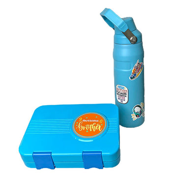 Blue Bento Box & Water Bottle Combo Rakhi Gift for Brother - Little Surprise BoxBlue Bento Box & Water Bottle Combo Rakhi Gift for Brother