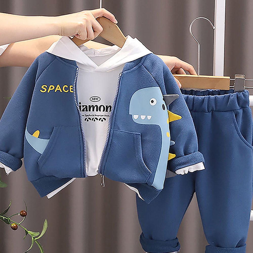 Blue Dino Hoodie pcs Track suit set for Toddlers/Kids