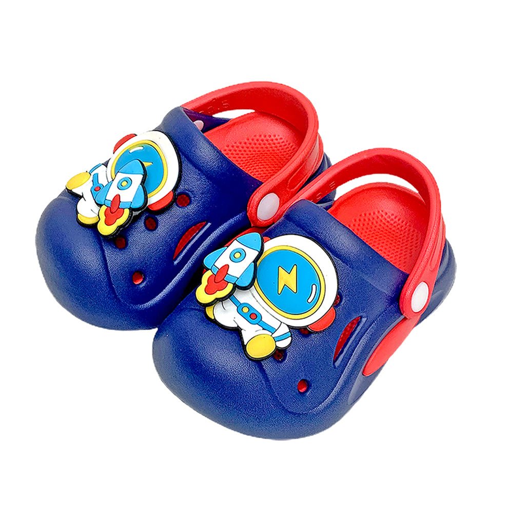 Blue & Red spinning rocket Slip on Clogs, Summer/Monsoon all season Footwear for Toddlers & Kids - Little Surprise BoxBlue & Red spinning rocket Slip on Clogs, Summer/Monsoon all season Footwear for Toddlers & Kids
