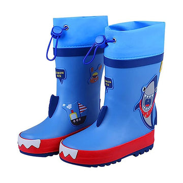 Blue Shark Theme Flexible Rubber Rain Gumboots for Kids - Little Surprise BoxBlue Shark Theme Flexible Rubber Rain Gumboots for Kids