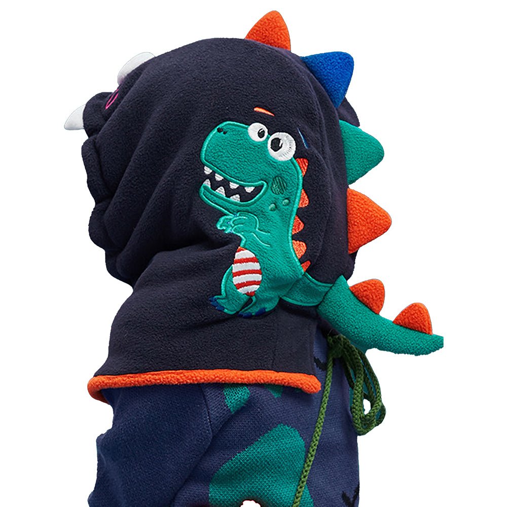 Blue Square Dino Fleece Winter Cap covering Mouth, Neck and Head - Little Surprise BoxBlue Square Dino Fleece Winter Cap covering Mouth, Neck and Head