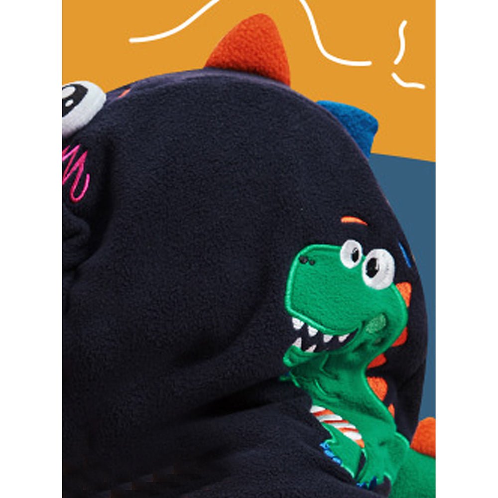 Blue Square Dino Fleece Winter Cap covering Mouth, Neck and Head - Little Surprise BoxBlue Square Dino Fleece Winter Cap covering Mouth, Neck and Head