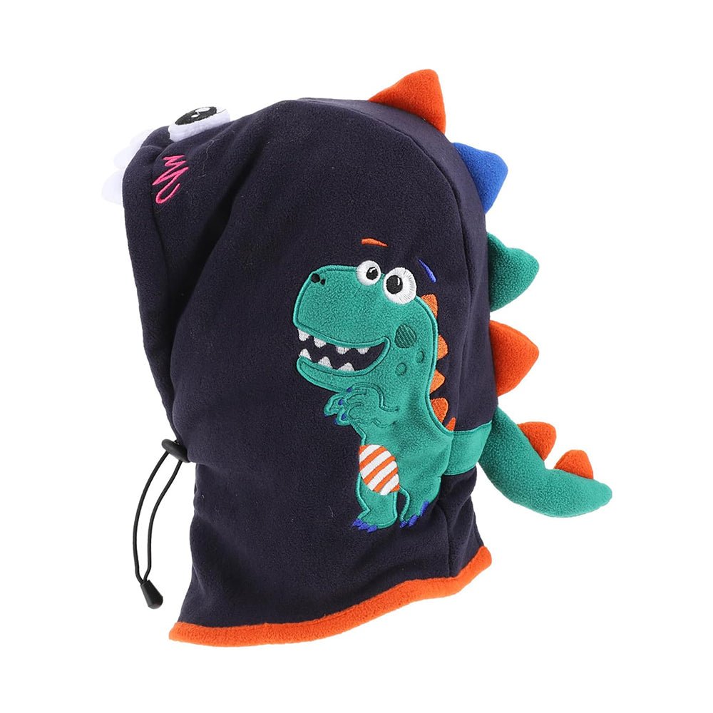 Blue Square Dino Fleece Winter Cap covering Mouth, Neck and Head - Little Surprise BoxBlue Square Dino Fleece Winter Cap covering Mouth, Neck and Head