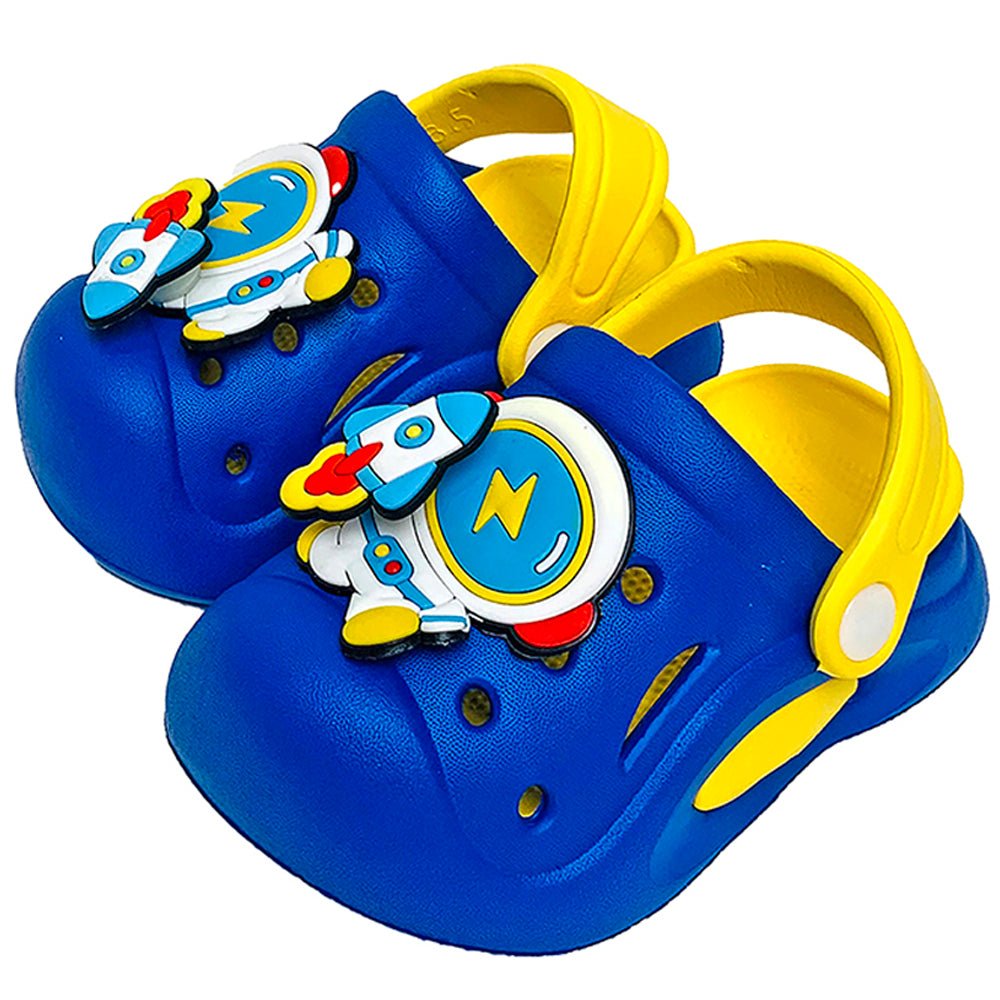 Blue & Yellow spinning rocket Slip on Clogs, Summer/Monsoon all season Footwear for Toddlers & Kids - Little Surprise BoxBlue & Yellow spinning rocket Slip on Clogs, Summer/Monsoon all season Footwear for Toddlers & Kids