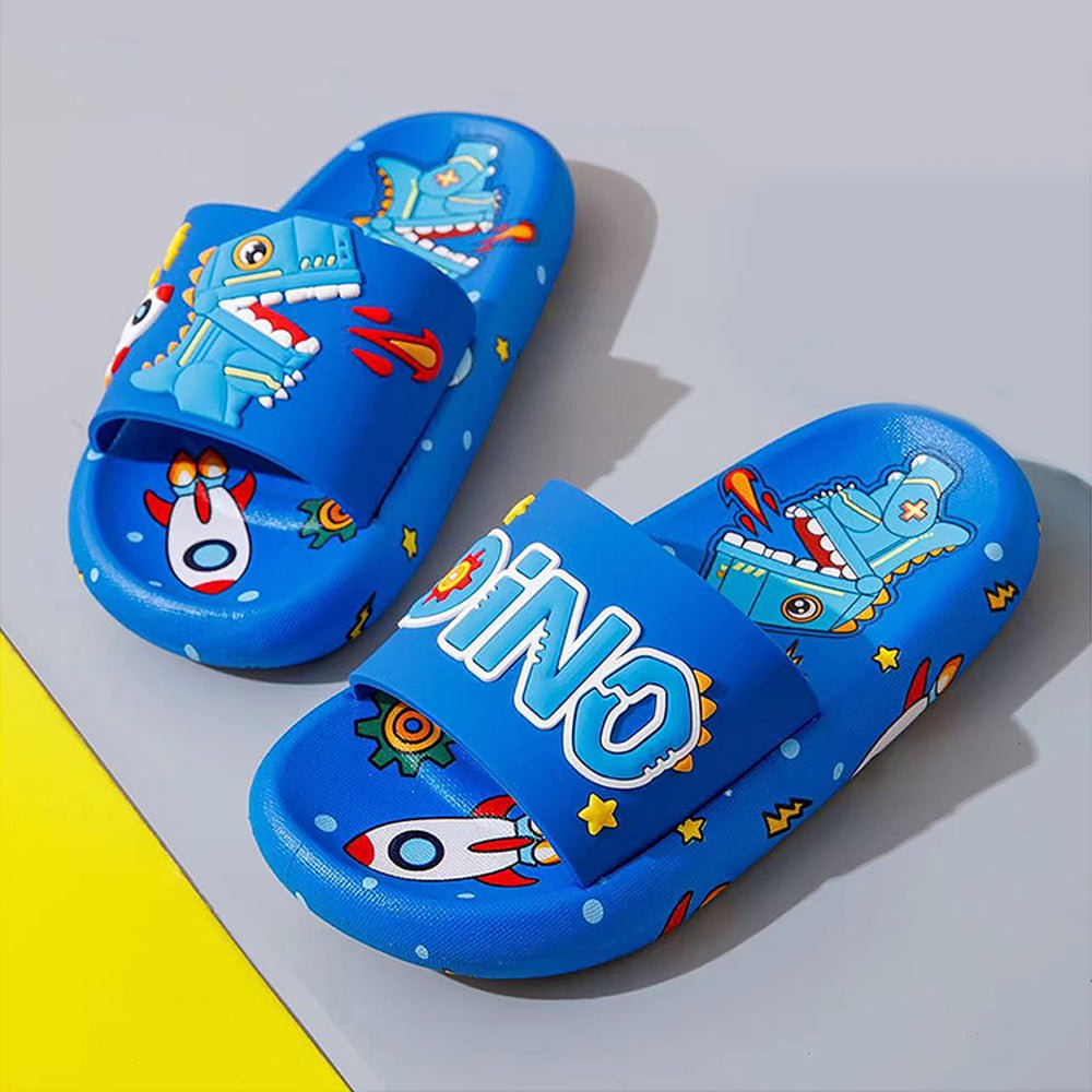 Cobalt Blue all over Dino theme Slip on Clogs, Summer/Monsoon all season Footwear for Toddlers & Kids. - Little Surprise BoxCobalt Blue all over Dino theme Slip on Clogs, Summer/Monsoon all season Footwear for Toddlers & Kids.