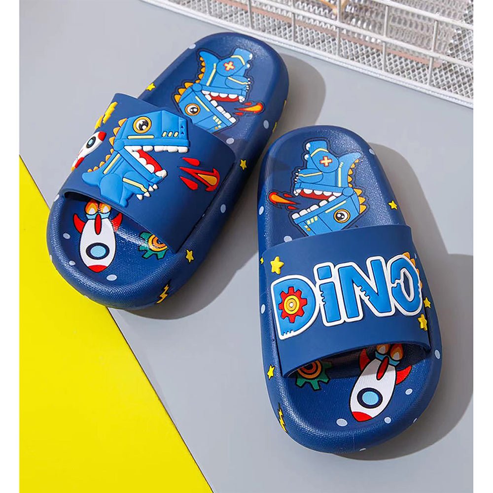 Dark Blue all over Dino theme Slip on Clogs, Summer/Monsoon all season Footwear for Toddlers & Kids - Little Surprise BoxDark Blue all over Dino theme Slip on Clogs, Summer/Monsoon all season Footwear for Toddlers & Kids